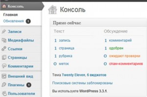 Админ панель WordPress