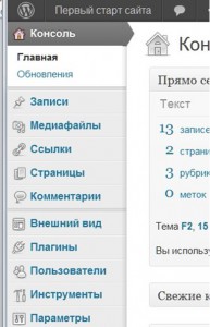 Админ панель WordPress